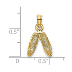 Load image into Gallery viewer, 14K Yellow Gold Gold Polished Textured Ballerina Slippers Charm Pendant