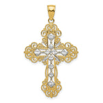 Load image into Gallery viewer, 14K Yellow Gold Polished & Textured Diamond Pattern Cross Pendant