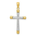 Load image into Gallery viewer, Cross Pendant in 14K Yellow and White Two-tone Gold Diamond-cut