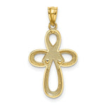 Load image into Gallery viewer, 14K Yellow Gold Y/R Gold Polished Pink Ribbon Cross Pendant