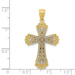 Load image into Gallery viewer, 14K Yellow Gold Y/W Gold Polished 2 Level Budded Cross Pendant