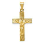 Load image into Gallery viewer, 14K Yellow Gold Polished Satin and Diamond-cut Crucifix Pendant 35.5mm length