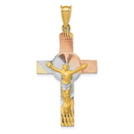 Load image into Gallery viewer, 14K Yellow Gold and Rhodium Iona Crucifix Cross Pendant