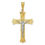 Load image into Gallery viewer, 14K Two-tone Gold Polished Satin Diamond-cut Crucifix Cross Pendant