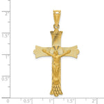 Load image into Gallery viewer, 14K Yellow Gold Polished Satin and Diamond-cut Crucifix Pendant 49.5mm length