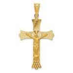 Load image into Gallery viewer, 14K Yellow Gold Polished Satin and Diamond-cut Crucifix Pendant 49.5mm length