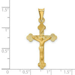 Load image into Gallery viewer, 14K Yellow Gold Polished Satin and Diamond-cut Crucifix Pendant 37mm length