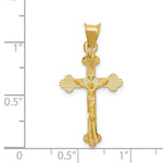 Load image into Gallery viewer, 14K Yellow Gold Polished Satin and Diamond-cut Crucifix Pendant 29.5mm length