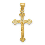 Load image into Gallery viewer, 14K Yellow Gold Polished Satin and Diamond-cut Crucifix Pendant 29.5mm length