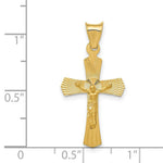 Load image into Gallery viewer, 14K Yellow Gold Polished Satin and Diamond-cut Crucifix Pendant 26.5mm length