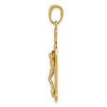 Load image into Gallery viewer, 14K Yellow Gold Polished & Textured Crucifix w/Jesus on Engraved Cross Pendant