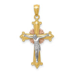 Load image into Gallery viewer, 14K Tri-color Gold Polished Crucifix Pendant