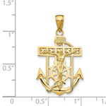 Load image into Gallery viewer, 14K Yellow Gold Polished & Textured Mini Mariners Crucifix Pendant