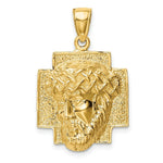 Load image into Gallery viewer, 14K Yellow Gold Polished 2-D Large Jesus Head with Crown Pendant
