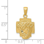 Load image into Gallery viewer, 14K Yellow Gold Polished 2-D Small Jesus Head with Crown Pendant