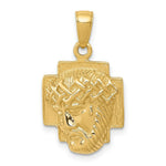 Load image into Gallery viewer, 14K Yellow Gold Polished 2-D Small Jesus Head with Crown Pendant