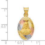 Load image into Gallery viewer, 14K Yellow Gold & Rhodium Polished & Diamond-cut Sagrado Corazon Oval Pendant