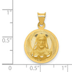 Load image into Gallery viewer, 14K Yellow Gold Polished & Diamond-cut Sagrado Corazon Circle Pendant