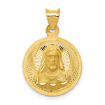 Load image into Gallery viewer, 14K Yellow Gold Polished & Diamond-cut Sagrado Corazon Circle Pendant