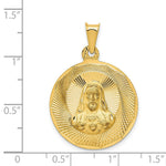 Load image into Gallery viewer, 14K Yellow Gold Polished & Diamond-cut Sagrado Corazon Circle Pendant