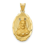Load image into Gallery viewer, 14K Yellow Gold Polished & Diamond-cut Sagrado Corazon Oval Pendant