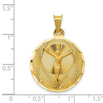 Load image into Gallery viewer, 14K Yellow Gold Polished & Diamond-cut Corpus Circle Pendant 33mm length