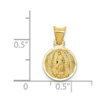 Load image into Gallery viewer, 14K Yellow Gold Polished & Diamond-cut Lady of Guadalupe Circle Pendant