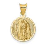 Load image into Gallery viewer, 14K Yellow Gold Polished & Diamond-cut Lady of Guadalupe Circle Pendant