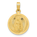 Load image into Gallery viewer, 14K Yellow Gold Polished & Diamond-cut Lady of Guadalupe Circle Pendant