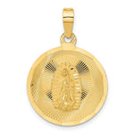 Load image into Gallery viewer, 14K Yellow Gold Polished & Diamond-cut Lady of Guadalupe Circle Pendant