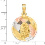 Load image into Gallery viewer, 14K Yellow Gold & Rhodium Polished & Diamond-cut Lady of Guadalupe Circle Pendant