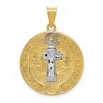 Load image into Gallery viewer, 14K Yellow Gold With Rhodium Circle St. Benedict Medal Pendant