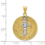 Load image into Gallery viewer, 14K Yellow Gold With Rhodium Circle St. Benedict Medal Pendant