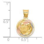 Load image into Gallery viewer, 14K Yellow Gold and Rhodium Polished and Diamond-cut Baptism Circle Pendant