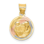 Load image into Gallery viewer, 14K Yellow Gold and Rhodium Polished and Diamond-cut Baptism Circle Pendant