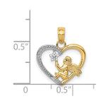 Load image into Gallery viewer, 14K Yellow Gold w/Rhodium Angel in Heart w/ Star Pendant