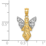 Load image into Gallery viewer, 14K Yellow Gold w/Rhodium Polished & Textured Angel Pendant
