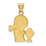 Load image into Gallery viewer, 14K Yellow Gold w/Rhodium Satin & Polished Diamond-cut Girl Communion Pendant