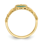 Load image into Gallery viewer, 14K Yellow Gold Enamel Claddagh Ring Size 7