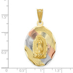 Load image into Gallery viewer, 14K Yellow Gold & Rhodium Polished & Diamond-cut Lady of Guadalupe Oval Pendant