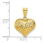 Load image into Gallery viewer, Puffed Heart Pendant in 14k Yellow Gold Polished Diamond-cut Textured