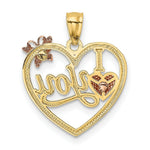 Load image into Gallery viewer, 14k Yellow & Rose Gold Polished I Love You in Heart w/Butterfly Pendant