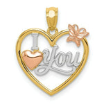Load image into Gallery viewer, 14k Yellow & Rose Gold Polished I Love You in Heart w/Butterfly Pendant