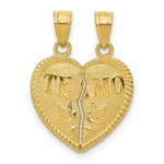 Load image into Gallery viewer, 14k Yellow Gold Break Apart Diamond-cut TE AMO Heart Pendant