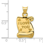 Load image into Gallery viewer, 14k Yellow Gold Polished/Textured I LOVE YOU Pendant