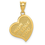 Load image into Gallery viewer, 14k Yellow Gold Polished Mom I Love You/Cross Reversible Heart Pendant