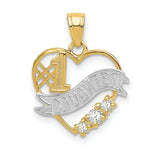 Load image into Gallery viewer, 14K Two-tone Gold with Rhodium CZ #1 Daughter Heart Pendant