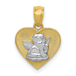 Load image into Gallery viewer, 14K Two-tone Gold with Rhodium Polished Guardian Angel in Heart Pendant