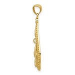 Load image into Gallery viewer, 14k Yellow Gold Diamond-cut Polished Fleur de Lis Dangle Pendant