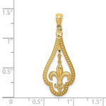 Load image into Gallery viewer, 14k Yellow Gold Diamond-cut Polished Fleur de Lis Dangle Pendant